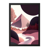 Abstract Landscape Wall Art, Geometric Mountain Print, Minimalist Home Decor, Modern Nature Artwork, Pink Purple Palette - Tawshia